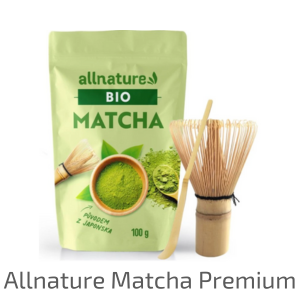 Allnature Matcha Tea Premium BIO 100g & Japonská metlička & Bambusová lžička